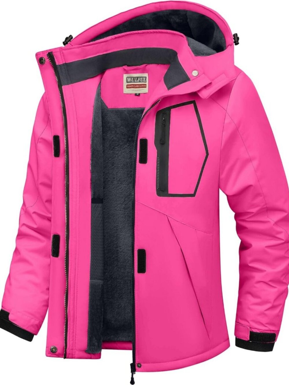 Warm Waterproof Ski Jacket for Women | Fleece Lined Windbreaker with Hood